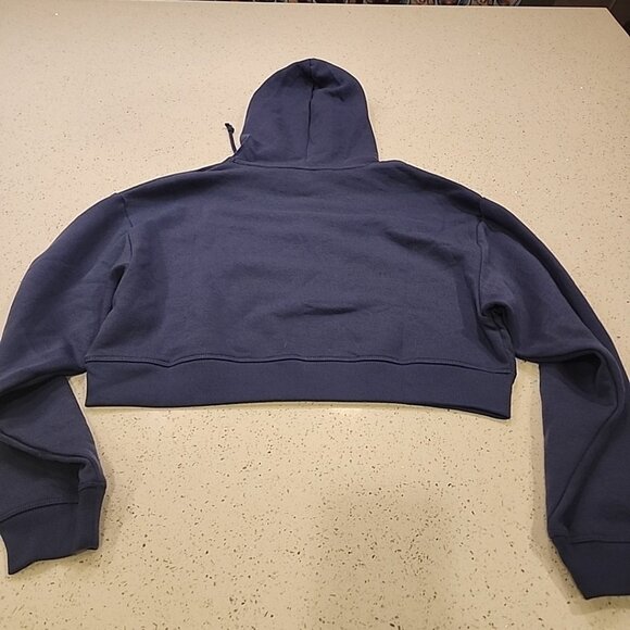 Victoria Secret Pink Cropped Top Fleece Sweatshirt Everyday Blue Hoodie S - Picture 9 of 9